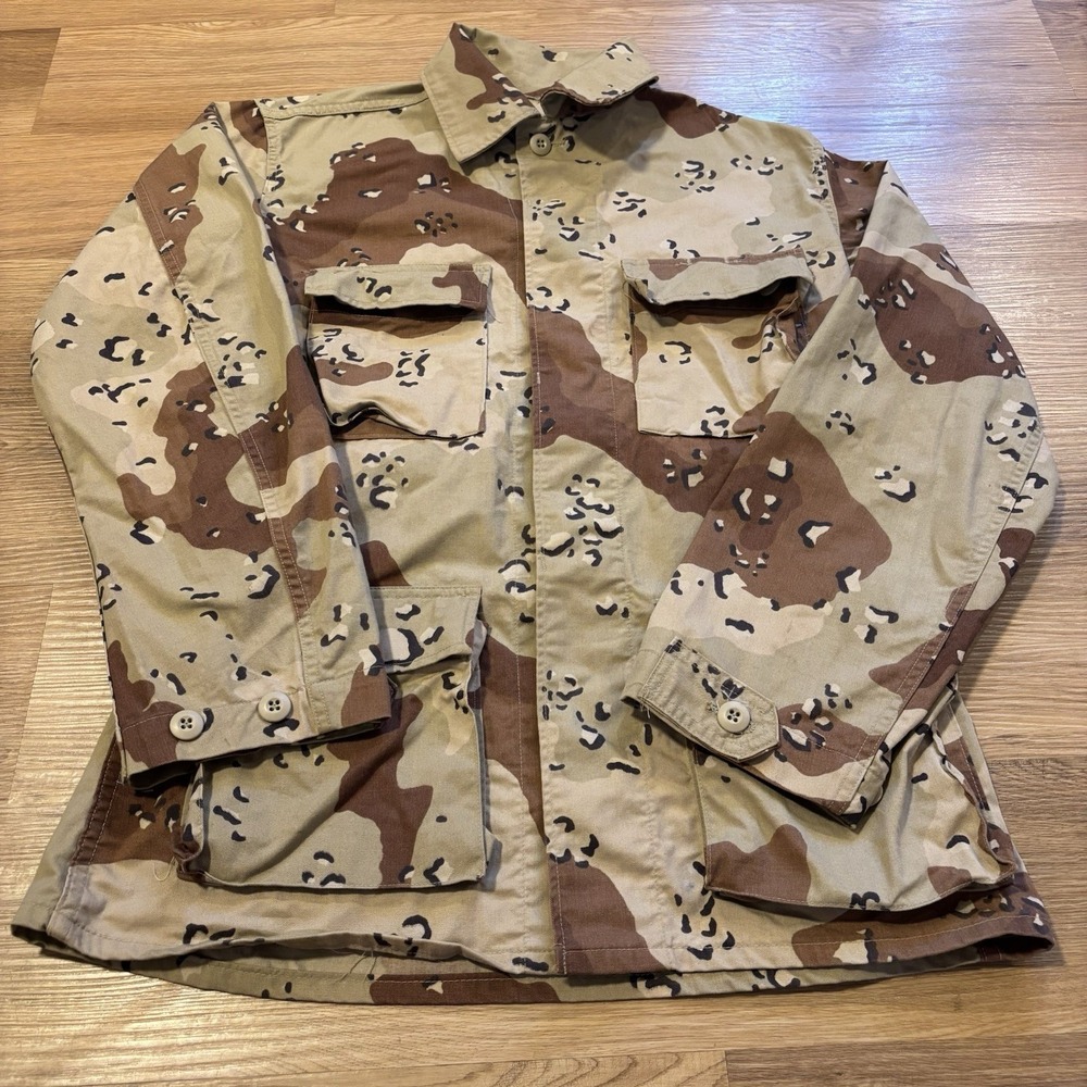 1990s US Military DBDU Chocolate Chip Desert Camo Combat Coat Jacket Small Long